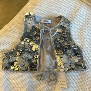 Danielle Guizio Solver Sequin Tiefront Crop Top ONE OF A KIND